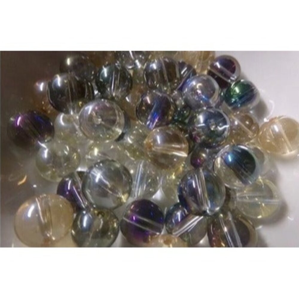Mixed Full Rainbow Plated Glass Beads 10mm